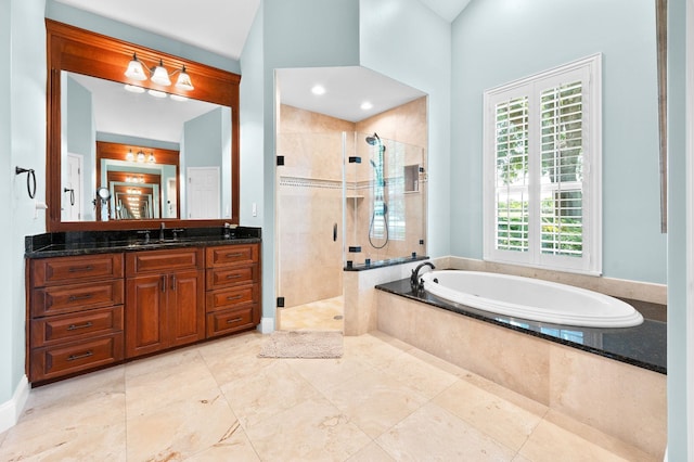 248 Marshside Dr, Saint Augustine, FL 32080 - full bathroom featuring a bath, a shower stall, and vanity