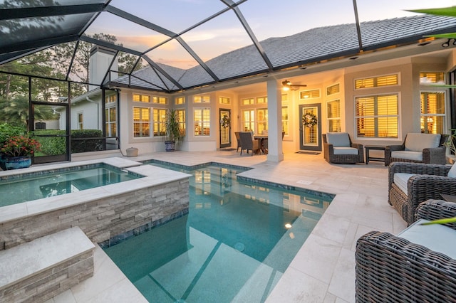 248 Marshside Dr, Saint Augustine, FL 32080 - view of pool featuring a patio area, outdoor lounge area, ceiling fan, and a lanai