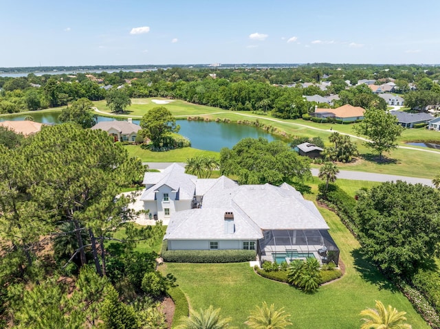 248 Marshside Dr, Saint Augustine, FL 32080 - aerial perspective of suburban area with a large body of water, a tree filled landscape, and a local golf course
