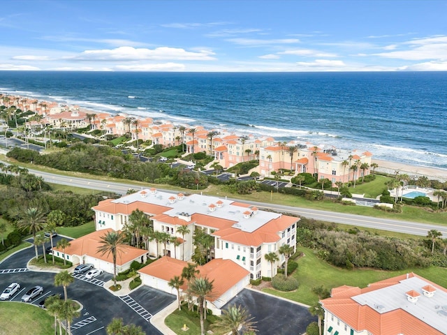 aerial view featuring a residential view and a water view