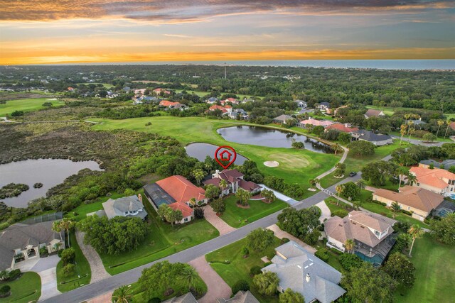 306 Marsh Point Cir, Saint Augustine, FL 32080 - aerial view at dusk of a water view, a residential view, and golf course view