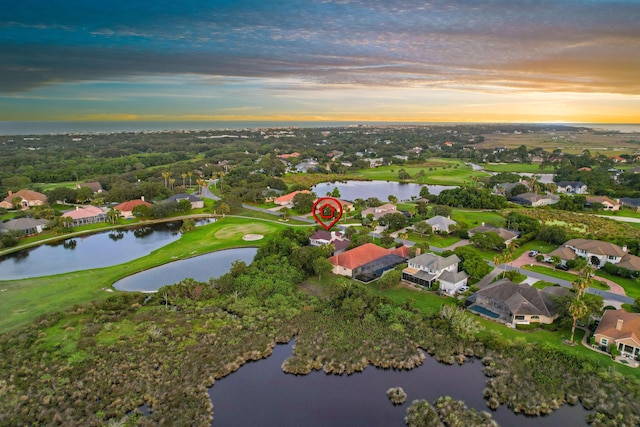 306 Marsh Point Cir, Saint Augustine, FL 32080 - aerial view at dusk of a water view, a residential view, and golf course view