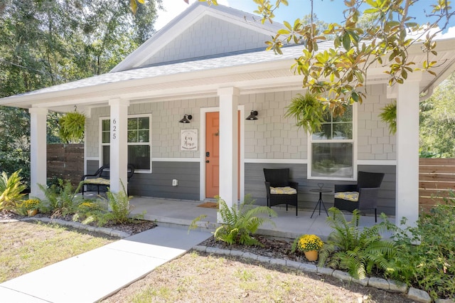 exterior space with covered porch