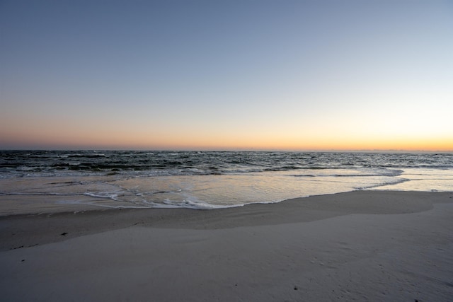 view of water feature featuring a view of the beach