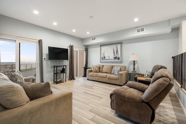 living room featuring light hardwood / wood-style flooring