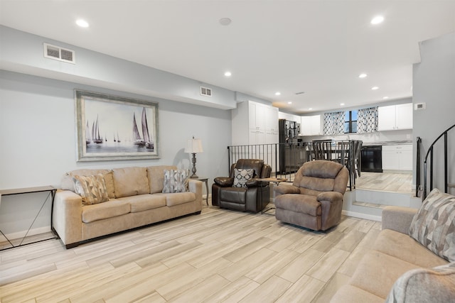 living room featuring light hardwood / wood-style flooring