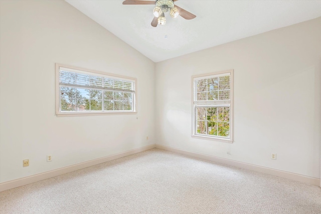 3330 Lewis Speedway, Saint Augustine, FL 32084 - unfurnished room featuring vaulted ceiling, carpet, and a ceiling fan