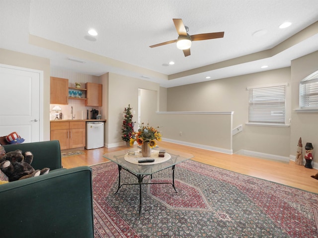 100 Coppinger Pl, Saint Johns, FL 32259 - living room with light wood finished floors, ceiling fan, and recessed lighting