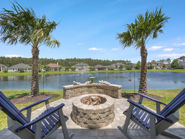 100 Coppinger Pl, Saint Johns, FL 32259 - view of patio featuring an outdoor fire pit, a water view, and a residential view