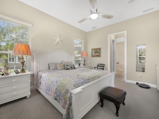 100 Coppinger Pl, Saint Johns, FL 32259 - bedroom featuring light carpet, a ceiling fan, and connected bathroom