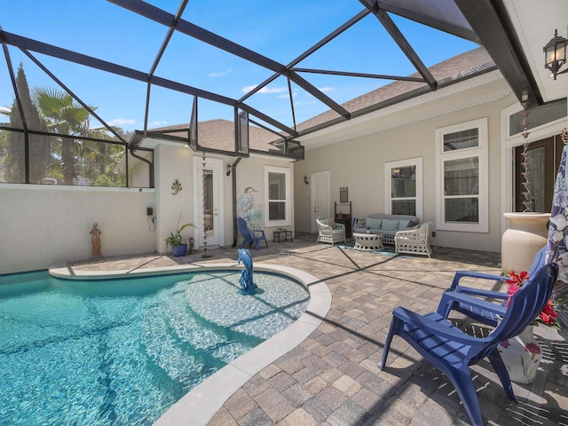 100 Coppinger Pl, Saint Johns, FL 32259 - outdoor pool with outdoor lounge area, a patio area, and glass enclosure