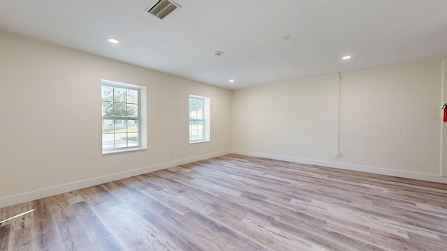 empty room featuring light wood-type flooring