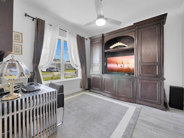 home office with ceiling fan