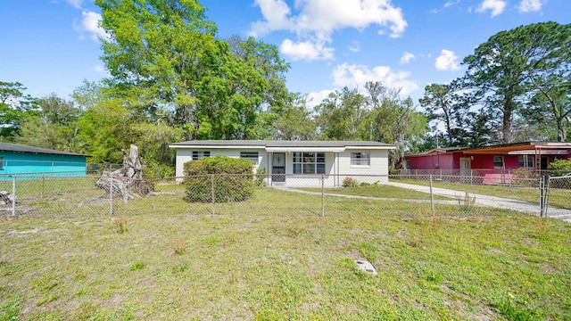 5015 Portsmouth Ave, Jacksonville, FL 32208 - view of front of property with fence private yard and a front lawn