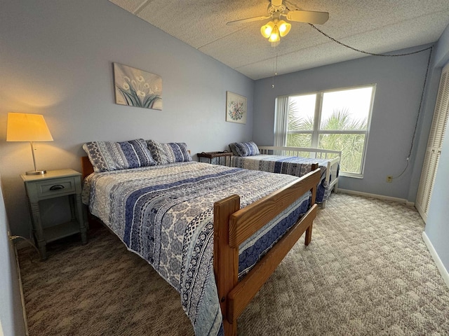 390 A1A Beach Blvd Unit 49, Saint Augustine Beach, FL 32080 - bedroom featuring carpet, baseboards, and a ceiling fan