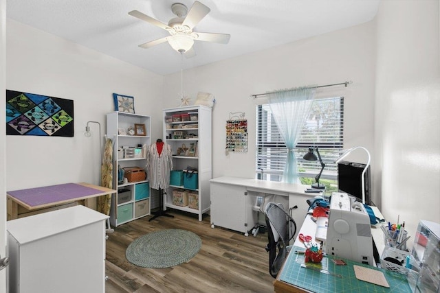 104 Laurel Wood Way Unit 202, Saint Augustine, FL 32086 - office area with wood finished floors and ceiling fan