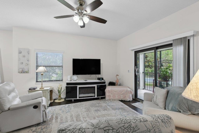 104 Laurel Wood Way Unit 202, Saint Augustine, FL 32086 - living area featuring healthy amount of natural light, wood finished floors, and a ceiling fan
