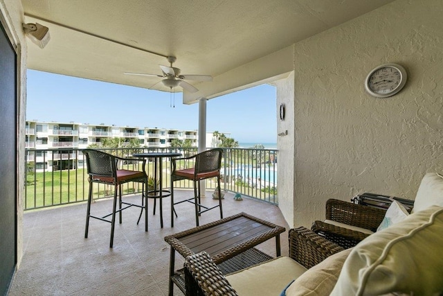 4670 A1A S Unit 1309, Saint Augustine, FL 32080 - balcony with ceiling fan