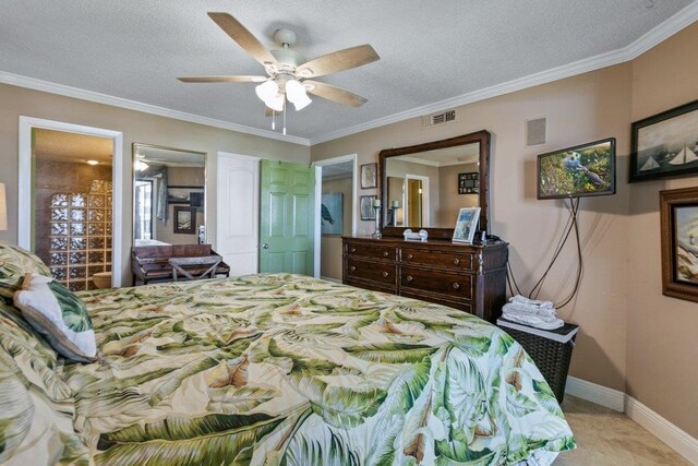 4670 A1A S Unit 1309, Saint Augustine, FL 32080 - bedroom featuring visible vents, ornamental molding, and a textured ceiling