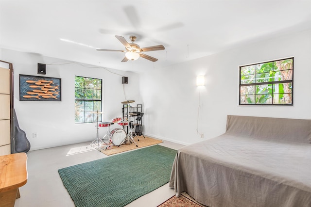 bedroom featuring ceiling fan