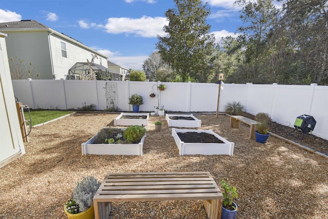 view of yard featuring a fenced backyard