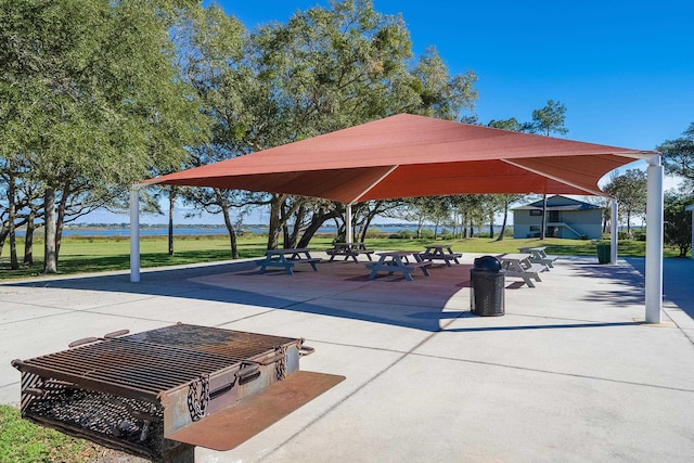 view of community featuring a gazebo and a patio area