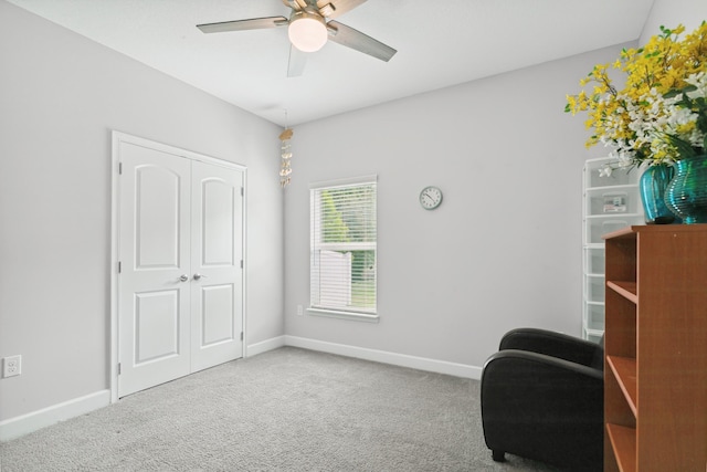 279 Spring Creek Way, Saint Augustine, FL 32095 - sitting room featuring carpet floors, a ceiling fan, and an office area