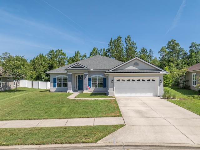 279 Spring Creek Way, Saint Augustine, FL 32095 - ranch-style house featuring an attached garage, stucco siding, driveway, and roof with shingles