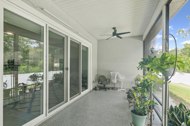 279 Spring Creek Way, Saint Augustine, FL 32095 - unfurnished sunroom featuring ceiling fan and plenty of natural light