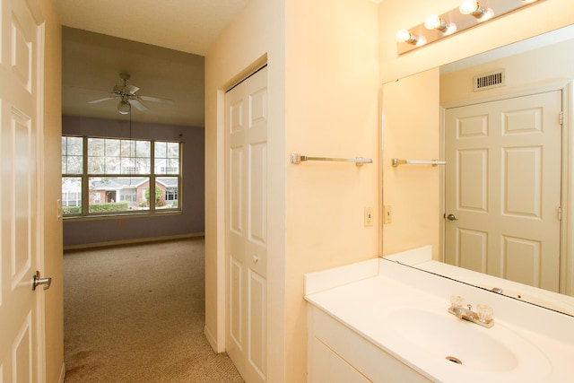 21201 Harbour Vista Cir, Saint Augustine, FL 32080 - bathroom featuring ceiling fan and vanity