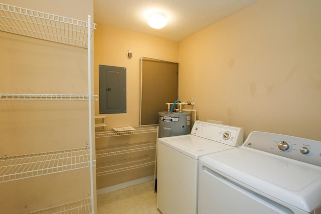 21201 Harbour Vista Cir, Saint Augustine, FL 32080 - washroom featuring electric panel, electric water heater, and washing machine and dryer