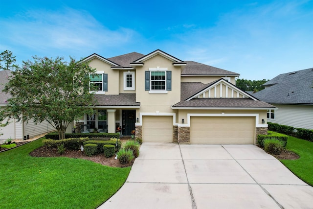 view of front of home with a front lawn