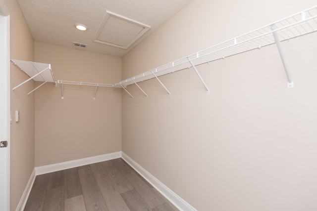 spacious closet featuring hardwood / wood-style floors