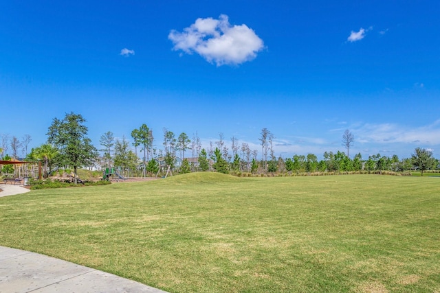 view of yard with a playground