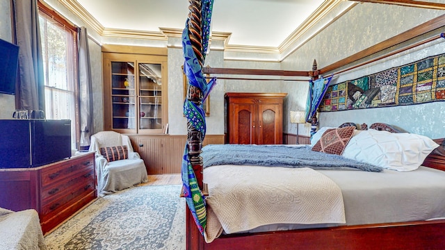 bedroom featuring ornamental molding