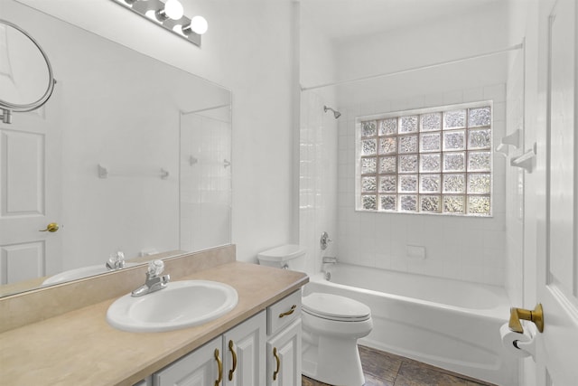 546 Sevilla Dr, Saint Augustine, FL 32086 - bathroom with vanity, washtub / shower combination, and stone finish floors