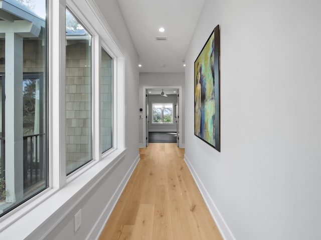 hall featuring light wood-type flooring