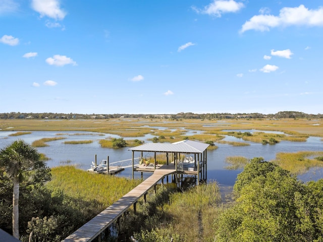 view of dock featuring a water view