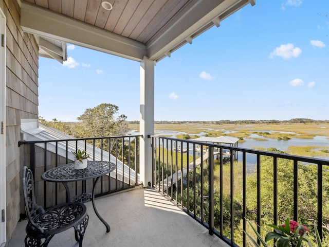 balcony with a water view