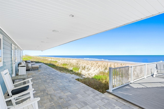 property view of water featuring a view of the beach