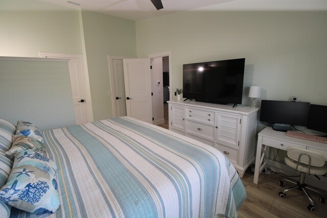24 Aledo Ct, Saint Augustine, FL 32086 - bedroom featuring vaulted ceiling, ceiling fan, and wood finished floors