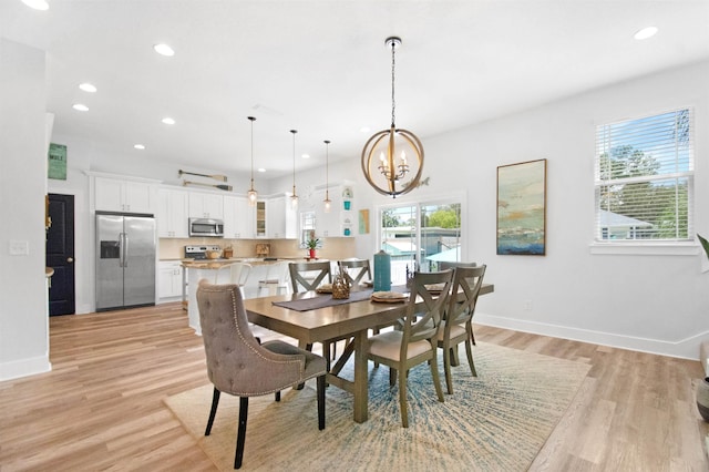 13 Court Edna, Saint Augustine, FL 32084 - dining space featuring recessed lighting, a chandelier, light wood finished floors, and baseboards