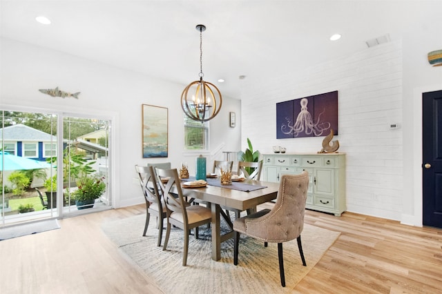 13 Court Edna, Saint Augustine, FL 32084 - dining space with light wood finished floors, a chandelier, recessed lighting, and baseboards