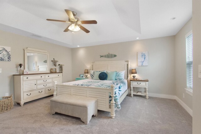 13 Court Edna, Saint Augustine, FL 32084 - carpeted bedroom with a ceiling fan, recessed lighting, a raised ceiling, and baseboards