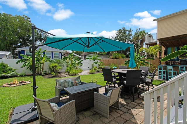 13 Court Edna, Saint Augustine, FL 32084 - view of patio / terrace featuring an outdoor fire pit and outdoor dining space