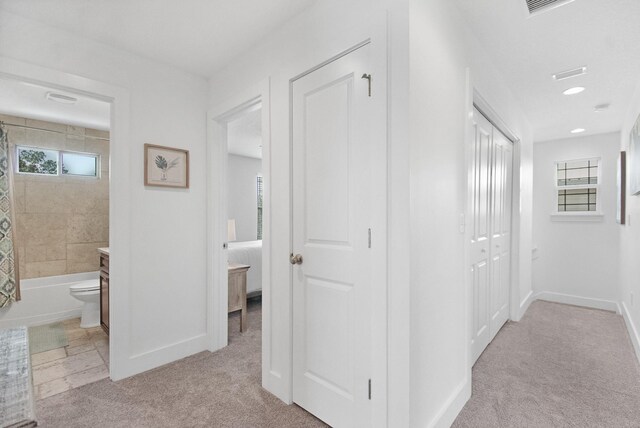 13 Court Edna, Saint Augustine, FL 32084 - hallway featuring light colored carpet, plenty of natural light, and baseboards