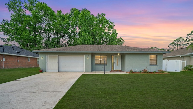 90 Wellshire Ln, Palm Coast, FL 32164 - ranch-style house with concrete driveway, a garage, and stucco siding