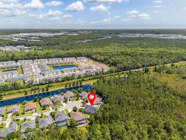 153 Savanna Preserve Ct, Saint Augustine, FL 32095 - aerial overview of property's location with a heavily wooded area and a large body of water