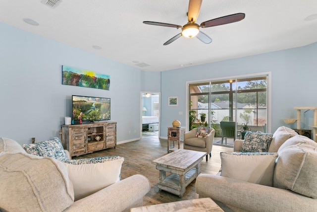132 Fallen Timber Way, Saint Augustine, FL 32084 - living area with ceiling fan and wood finished floors