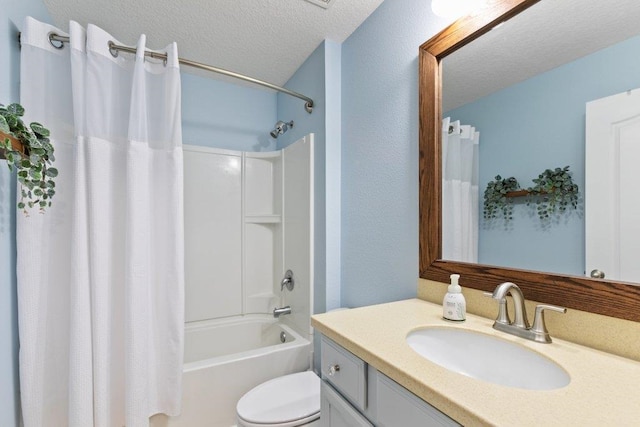 132 Fallen Timber Way, Saint Augustine, FL 32084 - full bath with a textured ceiling, vanity, and shower / tub combo with curtain